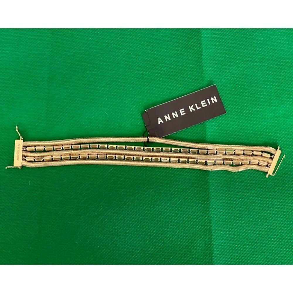 Anne Klein Gold-Tone Baguette Bead & Snake Chain Multi-Row Bracelet